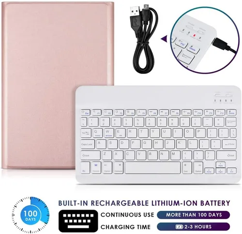 Miniatura 4 de Funda de teclado para Galaxy Tab A8 de 10.5 pulgadas 2022 (SM-X200/X205/X207), funda de cuero delgada y ligera con teclado desmontable