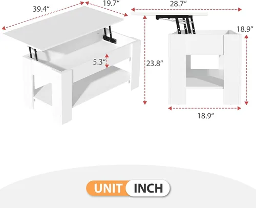 Miniatura 2 de Mesa de centro elevable con almacenamiento para sala de estar, mesa consola de madera rústica, mesa de té central de escritorio oculta para muebles