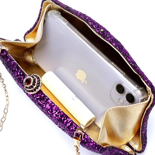 Miniatura 6 de Bolso de noche con purpurina para mujer, bolso de mano con lentejuelas, para cóctel, baile de graduación, fiesta, bolso de mano brillante
