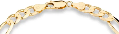 Miniatura 3 de Miabella Pulsera de cadena de eslabones Figaro de oro de 18 quilates sobre plata de ley italiana de 0.276in con corte de diamante sólido