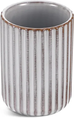 Miniatura 10 de Luxshiny Taza de café de cerámica sin asa Chino Japonés Estilo Porcelana Taza de té Vintage Stripe Drink Cup Tumbler para 10.1 fl oz Gris