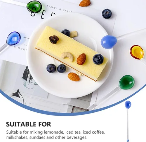Miniatura 8 de FOMIYES Cuchara de cristal, 6 cucharas de café, varilla de agitación, cuchara mezcladora de azúcar, cucharadita de helado para café, helado, postre