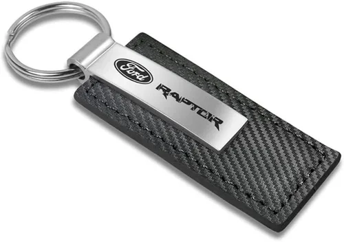Miniatura 2 de AU-TOMOTIVE GOLD, INC. Llavero de cuero de fibra de carbono negro con licencia oficial para Ford Raptor