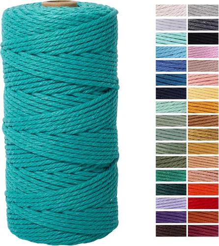 Miniatura 21 de Cuerda de Macramé Gris Claro 3mm x 109 Yardas, Cuerda de Algodón de Colores Cuerda para Manualidades Cuerda de Algodón Colorida para Colgar