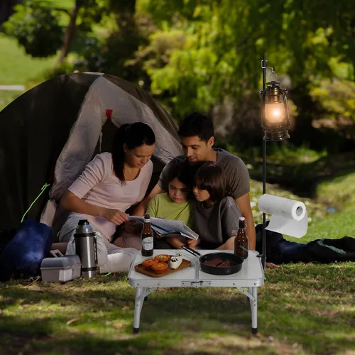 Miniatura 5 de REDCAMP Farol plegable de 72 pulgadas de alto con estacas y ganchos, postes de lámpara plegables de aleación de aluminio ultraligeros portátiles