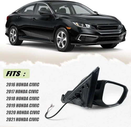 Miniatura 5 de Espejo lateral derecho del lado del pasajero para 2016-2021 HONDA CIVIC LX SE Sport con espejo eléctrico Ajuste manual Plegable No-calor Compatible