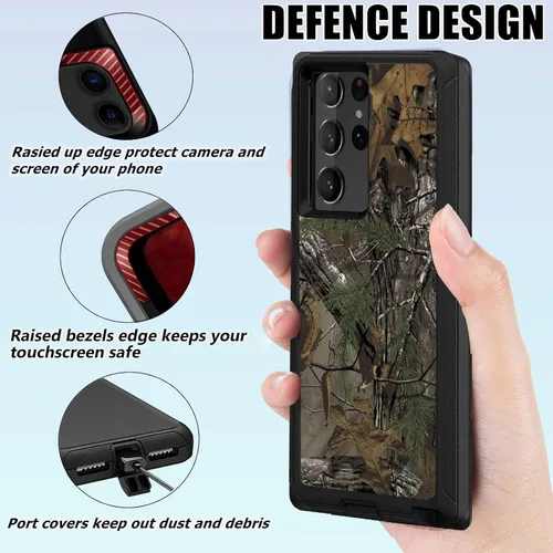 Miniatura 3 de Funda compatible con Samsung Galaxy S22 Ultra para hombres y niños, funda de camuflaje con protector de lente de cámara resistente