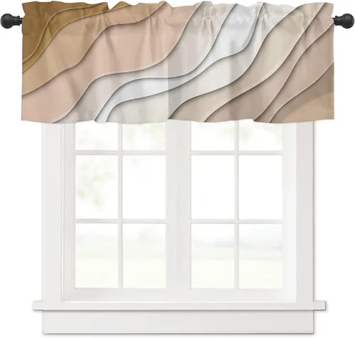 Miniatura 20 de Cortina de cenefa negra degradada para ventanas de kithchen, negro, blanco, gris, degradado, moderno, abstracto, geométrico, cenefa con bolsillo