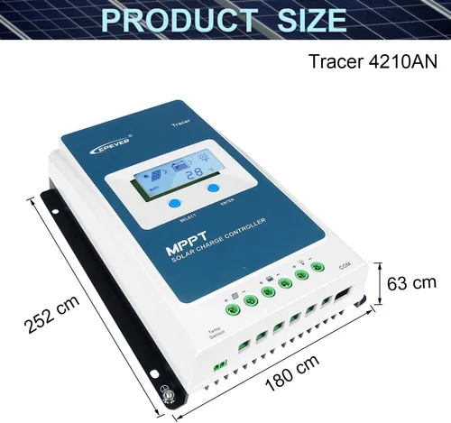 Miniatura 6 de Controlador de carga solar, con entradas de 12 y 24 voltios, indicador de 10A, 20A, 30A, 40A, de Epever, 40A