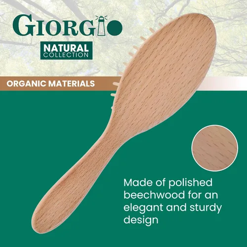 Miniatura 3 de Giorgio Eco Friendly Wooden Bristle Hairbrush Set - Detangling Brush and Hair Growth Brush for Thick or Long Hair - Paddle Hair Brush with Anti