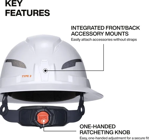 Miniatura 2 de Klein Tools 60400T2 - Casco duro tipo 2, ala completa sin ventilación, clase E, suspensión de 6 puntos con soportes para accesorios y acolchado