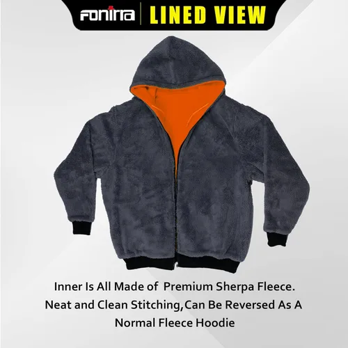 Miniatura 4 de FONIRRA - Sudadera masculina con capucha de alta visibilidad, con forro de vellón, seguridad ANSI clase 3, chaqueta de trabajo con fondo