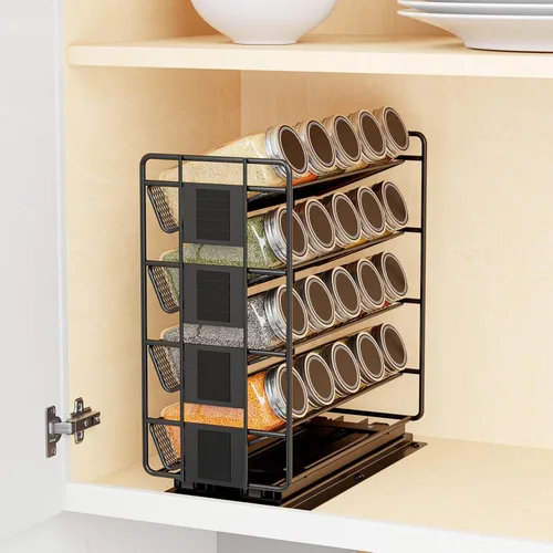 Miniatura 3 de SpaceAid Organizador de especias extraíble con 20 tarros, organizador de condimentos deslizante resistente para armarios de cocina, con 801