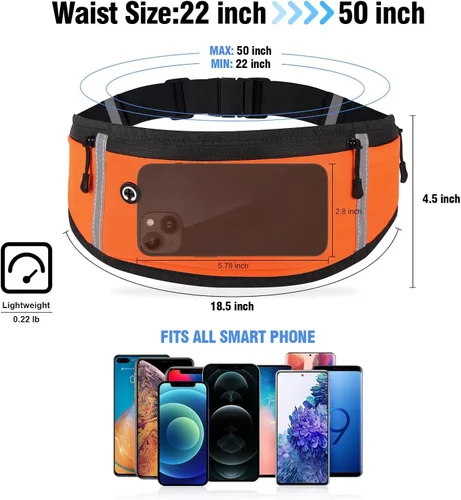 Miniatura 5 de BOYATU Riñonera para correr con cinturón de carrera: cintura delgada para mujeres y hombres, bolsa de entrenamiento ajustable para teléfono, bolsa