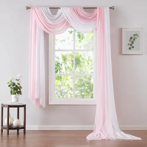 Miniatura 5 de Warm Home Designs - Cortina de gasa para arco de boda de color blanco y azul polvoriento. Par de decoraciones de arco de boda de lujo de 216