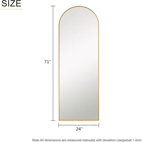 Miniatura 6 de NeuType Espejo arqueado de longitud completa de 71 x 24 pulgadas, espejo dorado de pared de cuerpo entero, espejo de piso, espejo de baño, espejo