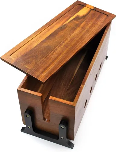 Miniatura 7 de Caja grande de organización de cables, caja oculta de cables de madera y organizador para regleta de alimentación, almacenamiento de cables