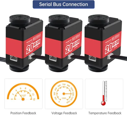 Miniatura 2 de LX-224 Serial Bus Servo, 3 Conectores 44.1 lbs Gran Torque Doble Rodamiento de Bolas Motor Servo de Metal Completo Equipado con Sistema