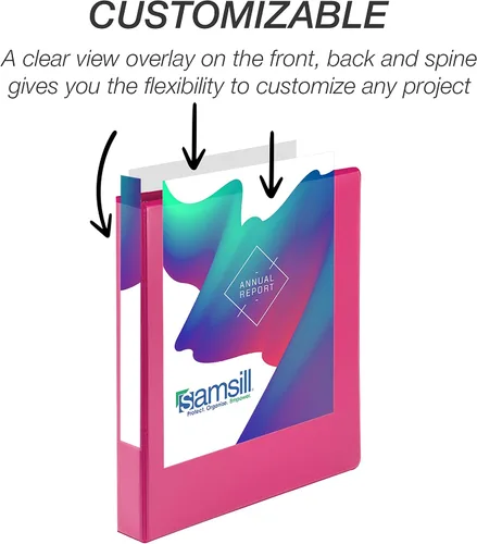 Miniatura 132 de Samsill - Carpeta duradera de 5 pulgadas, fabricada en los Estados Unidos, con anillos en D, transparente y personalizable, color blanco