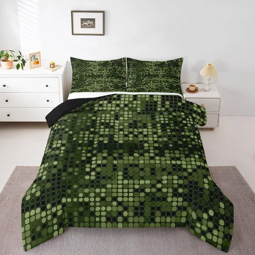 Miniatura 8 de Juego de edredón de camuflaje para niños, tamaño individual, para niños y niñas, juego de ropa de cama ligero con estampado de camuflaje militar