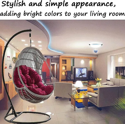 Miniatura 3 de Cojín de columpio para silla de huevo de ratán, para exteriores e interiores, reemplazo de cojín para silla de huevo, lavable y grueso, cojines
