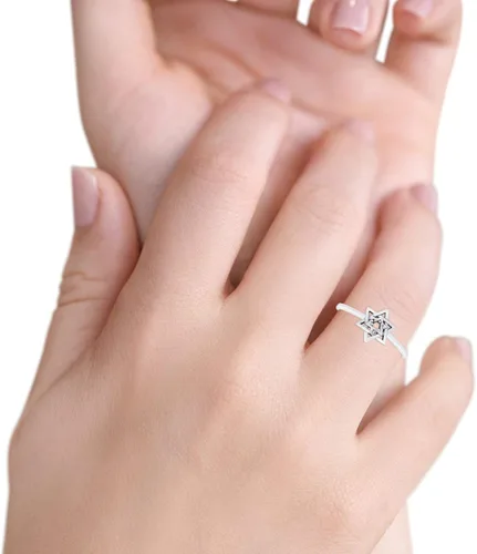 Miniatura 5 de Blue Apple Co. Star of David - Anillo de plata de ley 925 maciza, Plata de ley 925