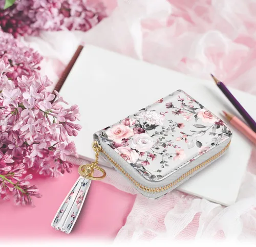 Miniatura 8 de Billetera pequeña para tarjetas de crédito RFID con purpurina linda para mujer