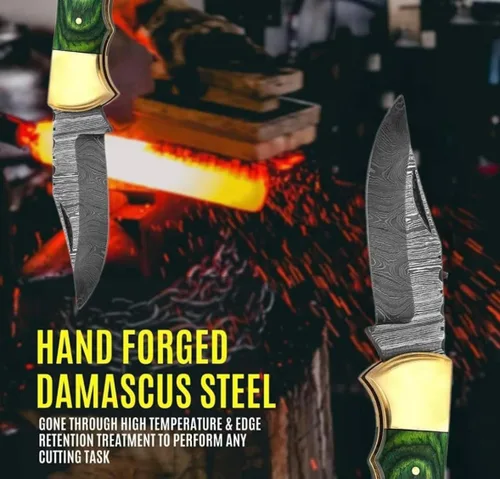 Miniatura 6 de Edición limitada, cuchillo de bolsillo de damasco, cuchillo de bolsillo de damasco con clip, cuchillo de bolsillo para hombres, cuchillo de Madera