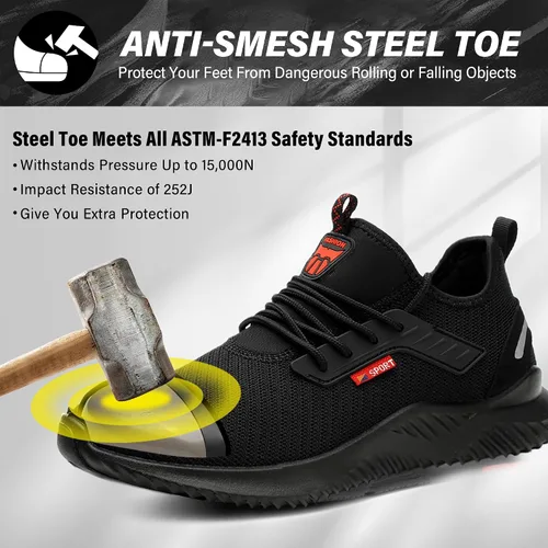 Miniatura 3 de Zapatos de punta de acero impermeables para hombres y mujeres, zapatos de trabajo ligeros, zapatillas de seguridad cómodas a prueba de pinchazos