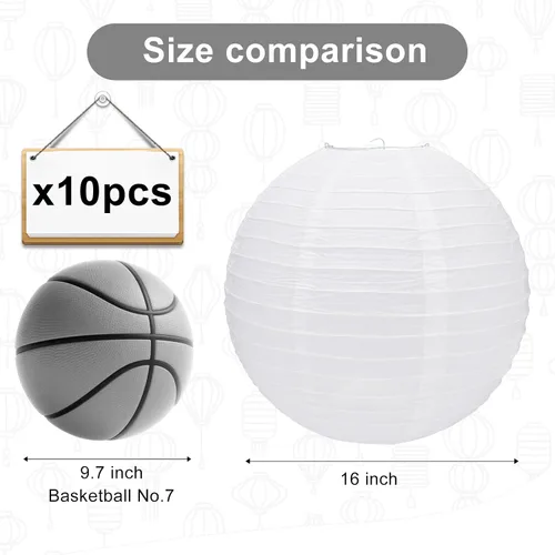 Miniatura 2 de 10 linternas de papel blanco para decoración de fiesta, 16 pulgadas, grandes, de papel redondo chino, para colgar, linternas gigantes