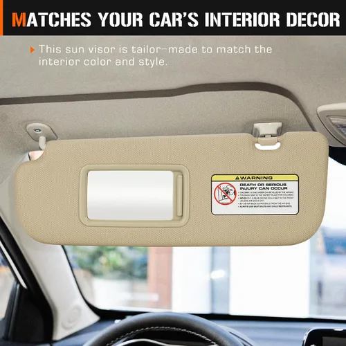 Miniatura 7 de Visera solar para Hyundai Elantra 2011-2015 (no compatible con el modelo GT), repuesto de parasol beige para lado izquierdo del conductor