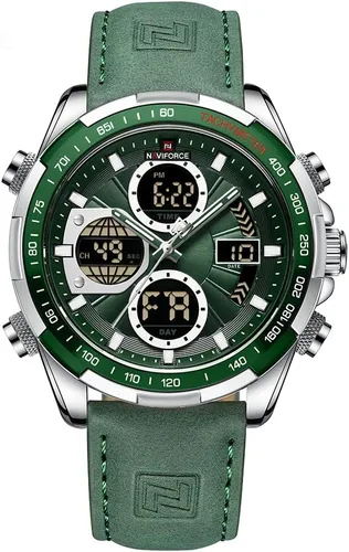 Miniatura 12 de NAVIFORCE Relojes militares digitales para hombre, reloj analógico de cuarzo, resistente al agua, deportivo, multifuncional, correa de cuero, reloj