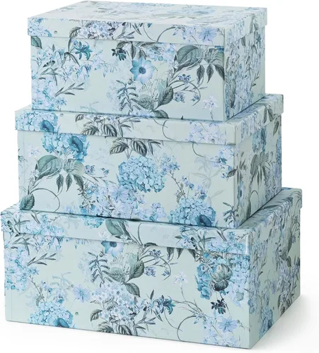 Miniatura 16 de Soul & Lane Cajas de almacenamiento de fotos de mariposas en vuelo (juego de 3): cajas anidables con tapas, contenedores de cartón decorativos