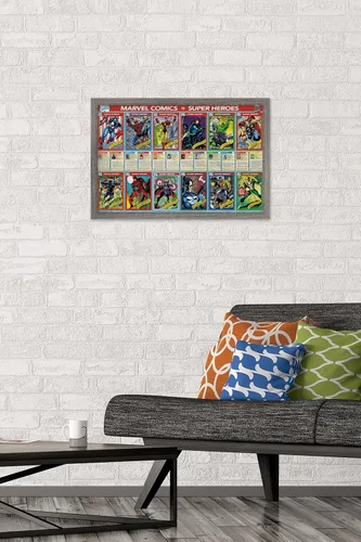 Miniatura 2 de Trends International Marvel Comics - Marvel 80th Anniversary - Cards Wall Poster, 14.725" x 22.375", Barnwood Framed Version
