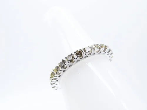 Miniatura 3 de Colección Dazzlingrock Alianza de oro sólido para mujer con piedras preciosas redondas o diamantes, anillo de boda apilable de eternidad