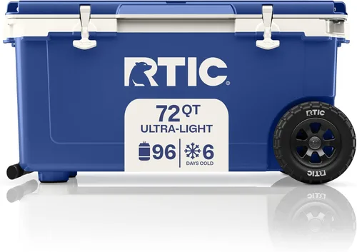RTIC Enfriador de ruedas ultraligero de 72 cuartos de galón, con aislamiento duro, portátil, para playa, bebidas, bebidas, campamento, picnic,