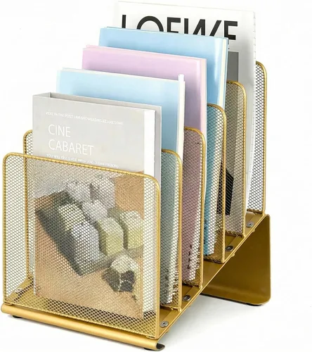 Miniatura 14 de LEKETREE Organizador de archivos para escritorio, organizador de carpetas de archivos con estante vertical de 5 secciones, adecuado para Negro