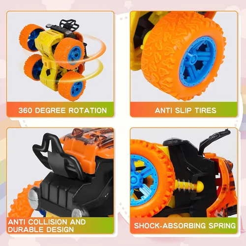 Miniatura 4 de Camión monstruo para niños de 3, 4, 5, 6, 7 años, paquete de 4 juguetes de automóvil impulsados por fricción Push and Go, juego de vehículos