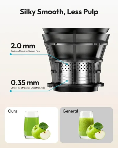 Miniatura 7 de Máquinas de exprimidor, exprimidor de prensa fría EUHOMY con tolva de alimentación ancha de 5.8" para verduras y frutas enteras con 400W, alto Negro