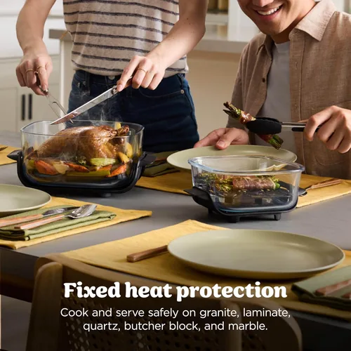 Miniatura 10 de Ninja Crispi - Freidora de aire de vidrio 4 en 1 Con recipientes y tapas de vidrio no tóxicos de 4 cuartos y 6 tazas Apto para microondas, Salvia