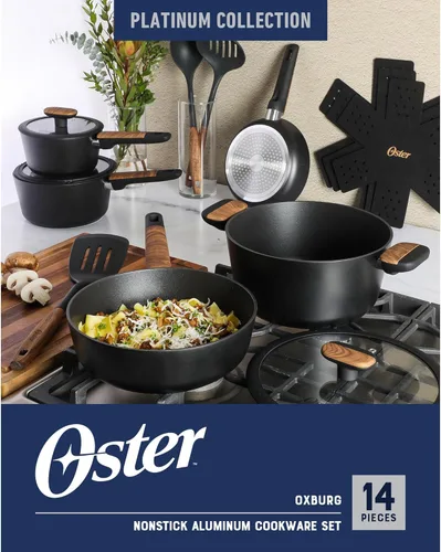 Miniatura 2 de Oster Platinum Oxburg - Juego de utensilios de cocina y utensilios de cocina para interiores y cocina, 14 piezas, de aluminio forjado, sin PFA,