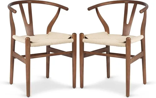 Miniatura 8 de POLY & BARK Sillas de comedor trenzadas – Sillas de comedor Wishbone modernas de mediados de siglo con brazos, estructura de madera maciza, uso