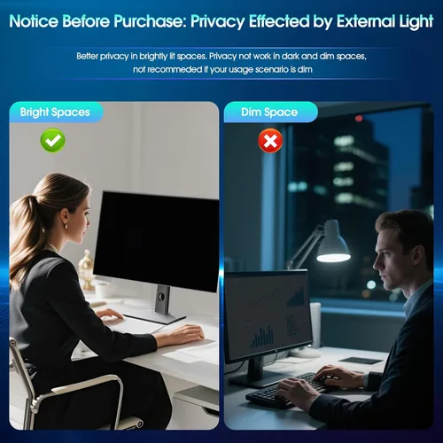 Miniatura 6 de YAKAI Paquete de 2 filtros de pantalla de privacidad para computadora de 24 pulgadas para monitor de pantalla ancha de relación de aspecto 16:9