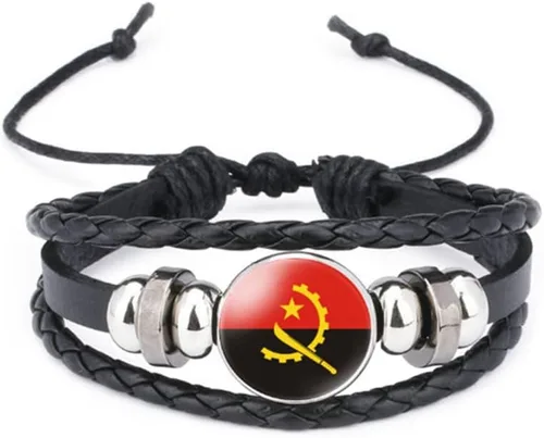 Miniatura 7 de vmcoatdu Mundial Muchas Banderas Nacionales Brazalete Retro de Aleación de Cuero para Pulsera de Cuerda Trenzada de Bandera Nacional