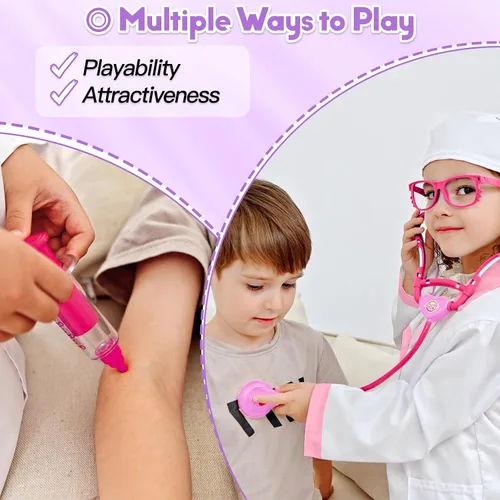 Miniatura 4 de Phobby Kit de Doctor para Niños Pequeños de 3, 4, 5 años, juego médico de simulación para niños con bolsa y disfraz, juguete de carrito de médico