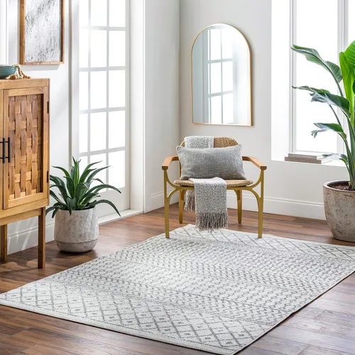 Miniatura 30 de Livabliss Alfombras de Área - Alfombra Chester Boho Marroquí Negra de 2x16 para Sala de Estar y Dormitorio - Alfombra Geométrica Blanca y Gris