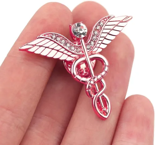 Miniatura 4 de Símbolo médico Caduceus Estetoscopio RN Insignia de enfermería Broches de solapa para enfermera registrada Doctor Rod Of Asclepius Broche