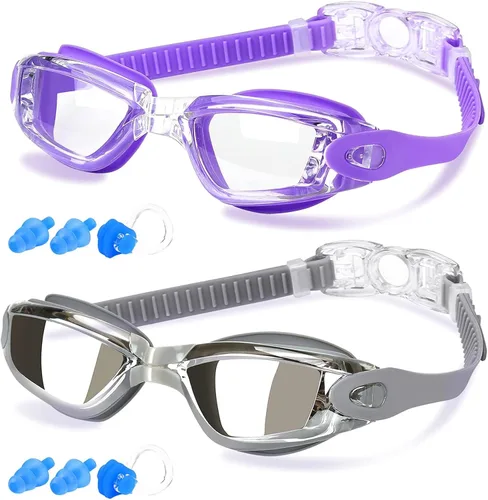 Miniatura 9 de COOLOO Gafas de natación, paquete de 2 gafas de natación para hombres y mujeres, gafas de natación para adultos, jóvenes, adolescentes, niños, gafas