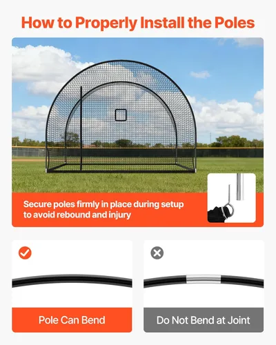 Miniatura 32 de VEVOR Jaula de bateo de béisbol, red profesional de entrenamiento de bateo de béisbol de sóftbol, resistente, resistente, cerrada, de polietileno