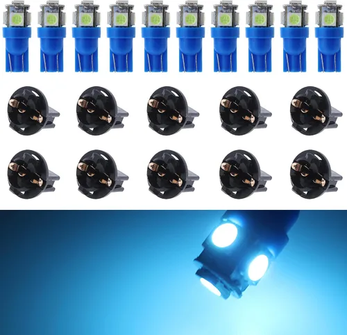 Miniatura 9 de focos LED azules T10 194 W5W con zócalo de bloqueo giratorio PC195, PC194, PC168, 168 focos de panel, juego de focos para tablero de instrumentos